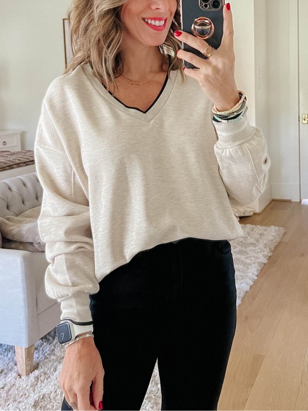 Z Supply Neutral Cream Fleece-Lined Sweatshirt